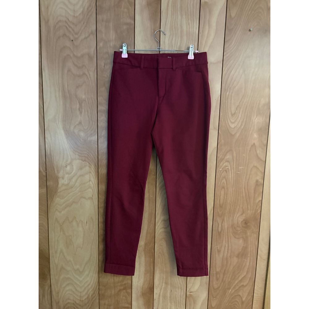 Old Navy Pixie Skinny High Rise Pants Burgundy Wine Size 4 Stretch Work Trousers